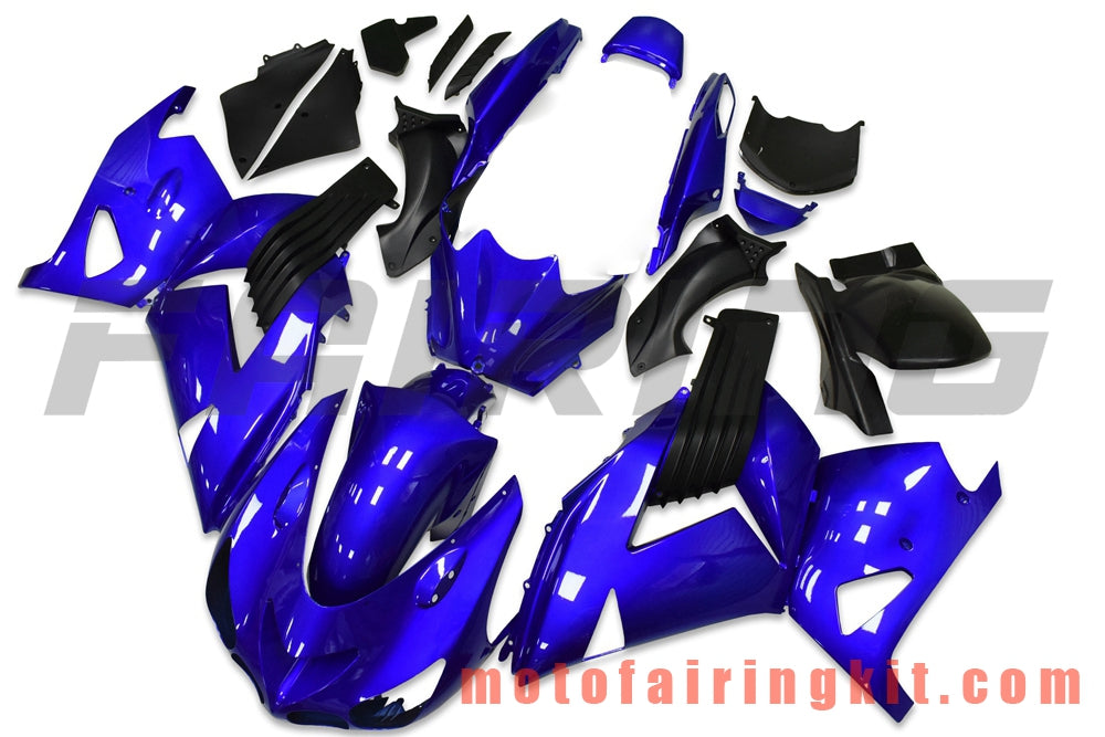 Fairing Kits Fit for ZX14R ZX-14R ZZ-R1400 2006 2007 2008 2009 2010 2011 Plastic ABS Injection Mold Complete Motorcycle Body Aftermarket Bodywork Frame (Blue & Black) B043