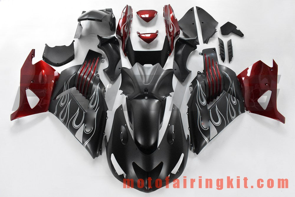 Fairing Kits Fit for ZX14R ZX-14R ZZ-R1400 2006 2007 2008 2009 2010 2011 Plastic ABS Injection Mold Complete Motorcycle Body Aftermarket Bodywork Frame (Black & Red) B201