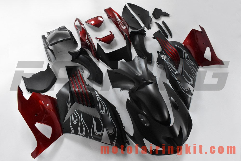 Fairing Kits Fit for ZX14R ZX-14R ZZ-R1400 2006 2007 2008 2009 2010 2011 Plastic ABS Injection Mold Complete Motorcycle Body Aftermarket Bodywork Frame (Black & Red) B201