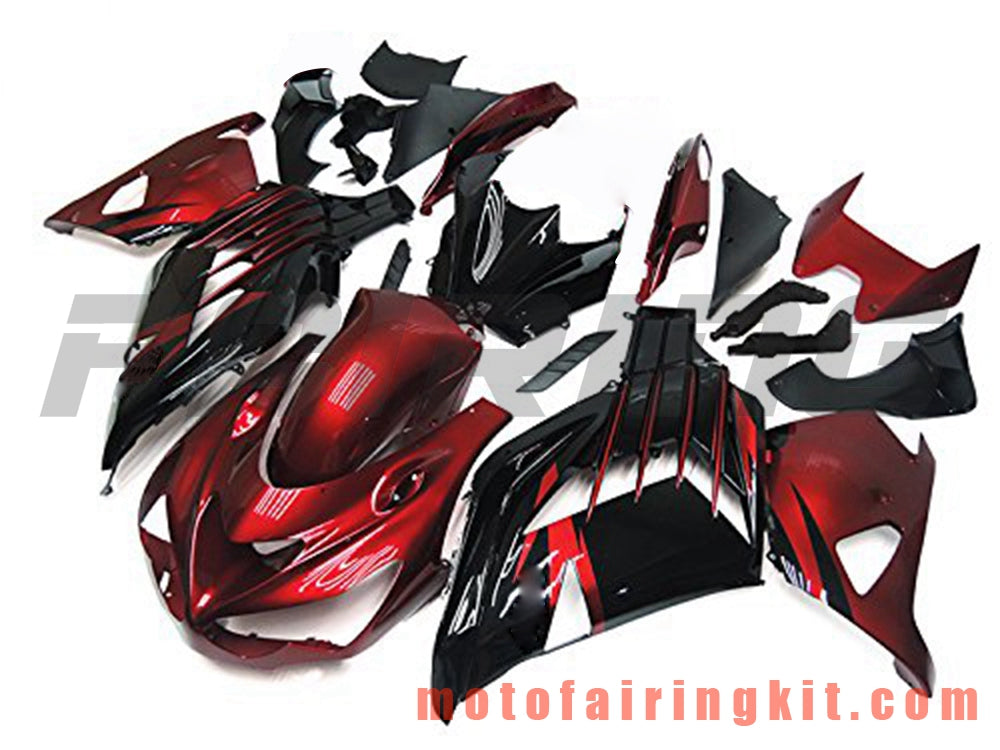 Fairing Kits Fit for ZX14R ZX-14R ZZ-R1400 2012 2013 2014 2015 2016 2017 2018 2019 Plastic ABS Injection Mold Complete Motorcycle Body Aftermarket Bodywork Frame (Red & Black) B002