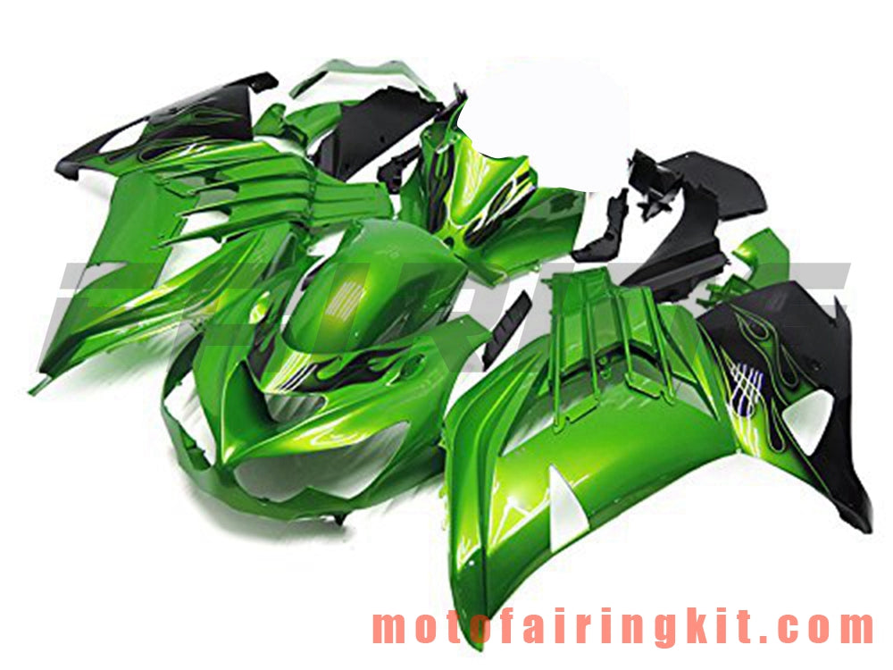 Fairing Kits Fit for ZX14R ZX-14R ZZ-R1400 2012 2013 2014 2015 2016 2017 2018 2019 Plastic ABS Injection Mold Complete Motorcycle Body Aftermarket Bodywork Frame (Green & Black) B003