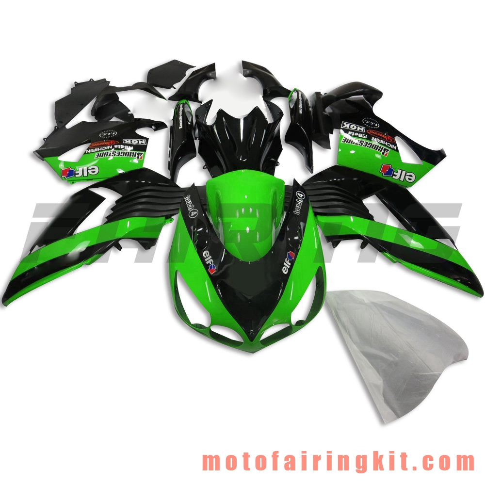 Fairing Kits Fit for ZX14R ZX-14R ZZ-R1400 2012 2013 2014 2015 2016 2017 2018 2019 Plastic ABS Injection Mold Complete Motorcycle Body Aftermarket Bodywork Frame (Green) B006