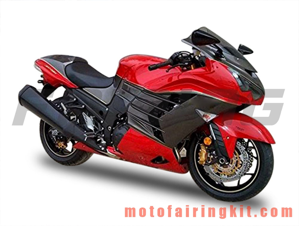 Kits de carenado aptos para ZX14R ZX-14R ZZ-R1400 2012 2013 2014 2015 2016 2017 2018 2019 Molde de inyección de plástico ABS Carrocería completa para motocicleta Carrocería del mercado de accesorios Marco (rojo y negro) B008