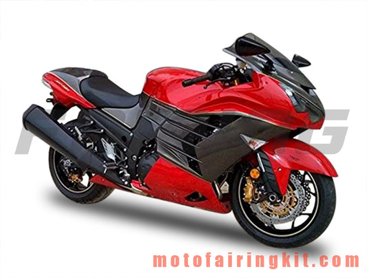 フェアリングキット ZX14R ZX-14R ZZ-R1400 2012 2013 2014 2015 2016 2017 2018 2019 プラスチック ABS 射出成型 完全なオートバイ車体 アフターマーケット車体フレーム (赤と黒) B008