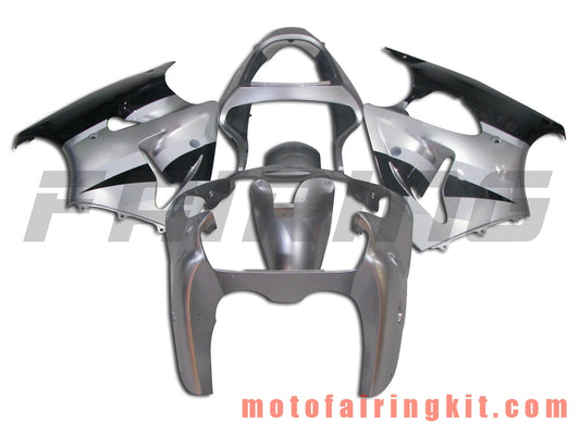 Kits de carenado aptos para ZX6R ZX-6R 636 2000 2001 2002 ZX6R 00 01 02 Molde de inyección de plástico ABS Carrocería completa para motocicleta Marco de carrocería de posventa (plata y negro) B001