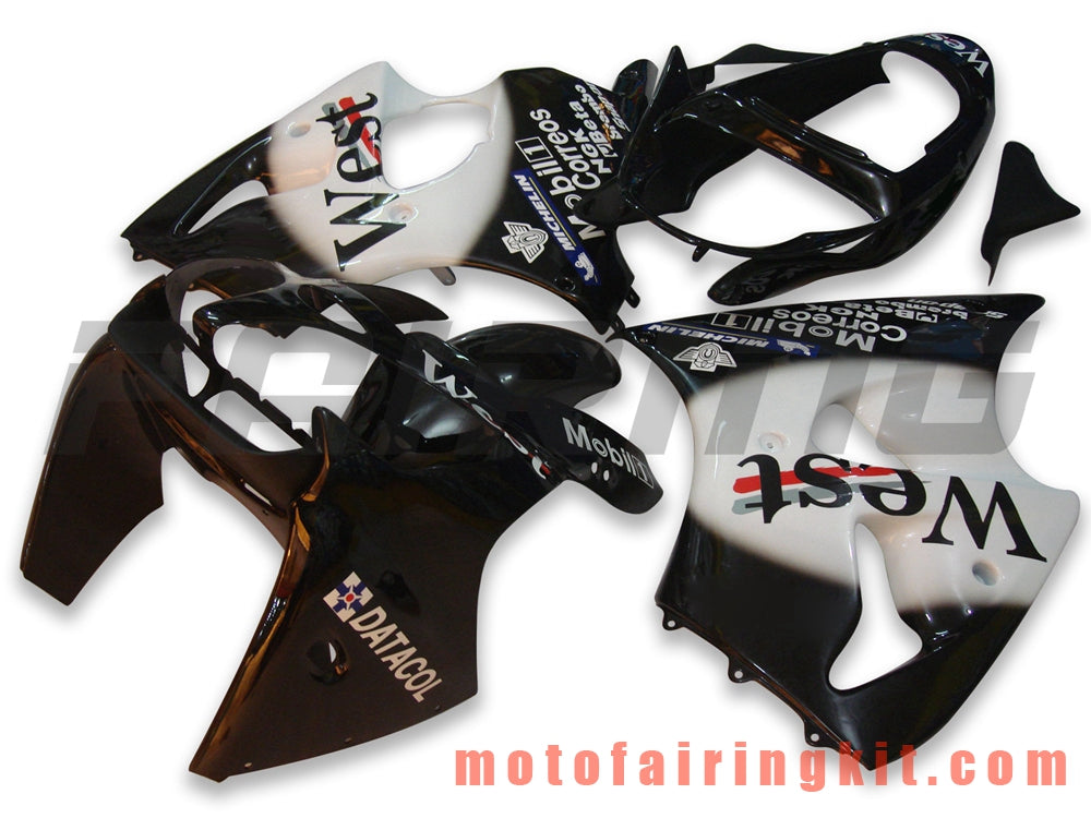 Fairing Kits Fit for ZX6R ZX-6R 636 2000 2001 2002 ZX6R 00 01 02 Plastic ABS Injection Mold Complete Motorcycle Body Aftermarket Bodywork Frame (Black & White) B004