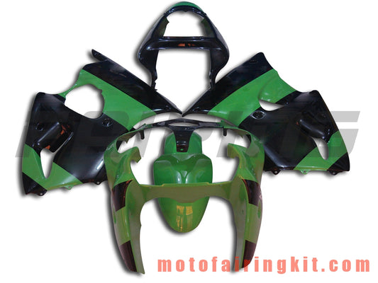 Kits de carenado aptos para ZX6R ZX-6R 636 2000 2001 2002 ZX6R 00 01 02 Molde de inyección de plástico ABS Carrocería completa para motocicleta Carrocería del mercado de accesorios Marco (verde y negro) B005