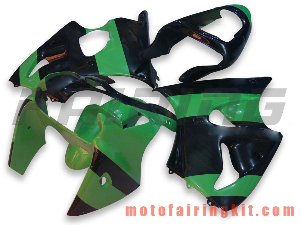 Kits de carenado aptos para ZX6R ZX-6R 636 2000 2001 2002 ZX6R 00 01 02 Molde de inyección de plástico ABS Carrocería completa para motocicleta Carrocería del mercado de accesorios Marco (verde y negro) B005