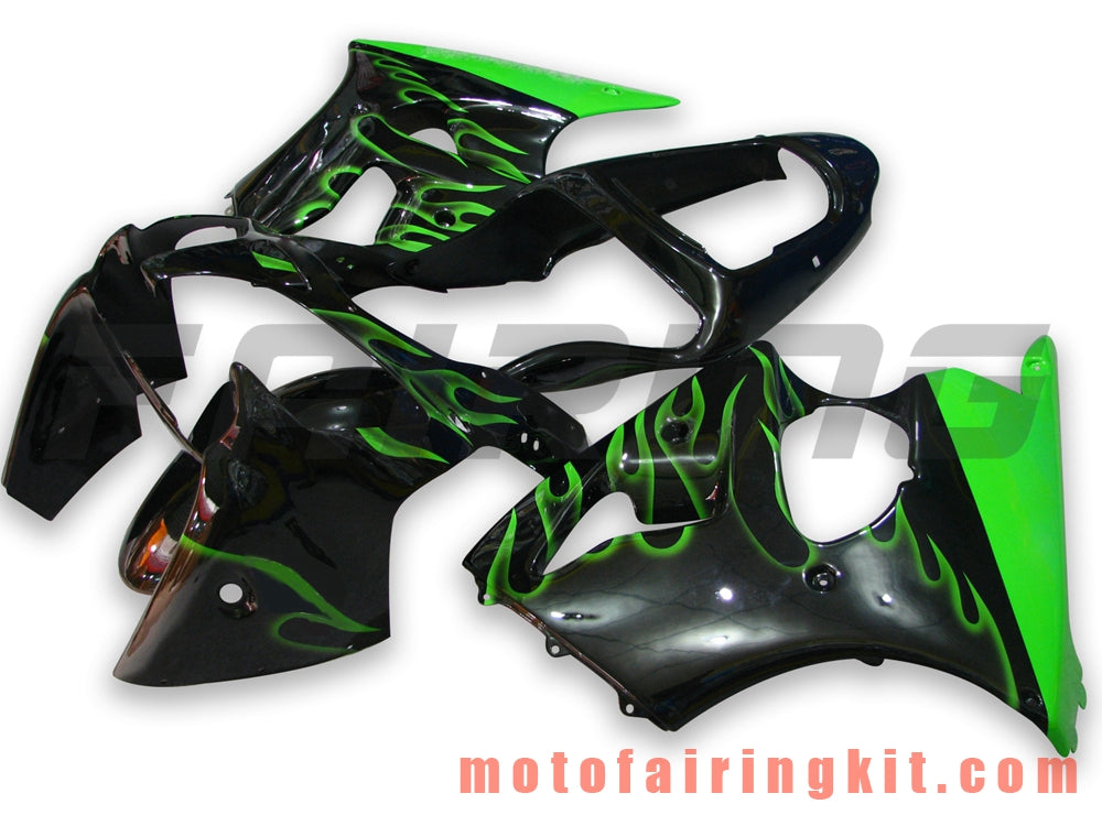 Kits de carenado aptos para ZX6R ZX-6R 636 2000 2001 2002 ZX6R 00 01 02 Molde de inyección de plástico ABS Carrocería completa para motocicleta Carrocería del mercado de accesorios Marco (negro y verde) B006