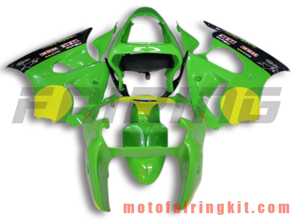 Fairing Kits Fit for ZX6R ZX-6R 636 2000 2001 2002 ZX6R 00 01 02 Plastic ABS Injection Mold Complete Motorcycle Body Aftermarket Bodywork Frame (Green & Black) B014