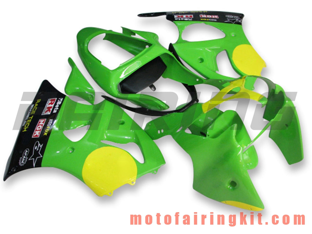 Fairing Kits Fit for ZX6R ZX-6R 636 2000 2001 2002 ZX6R 00 01 02 Plastic ABS Injection Mold Complete Motorcycle Body Aftermarket Bodywork Frame (Green & Black) B014