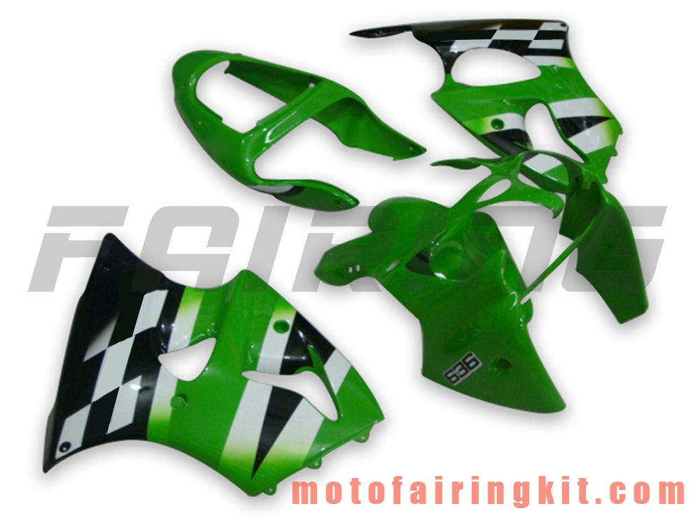 Kits de carenado aptos para ZX6R ZX-6R 636 2000 2001 2002 ZX6R 00 01 02 Molde de inyección de plástico ABS Carrocería completa para motocicleta Marco de carrocería de posventa (verde y negro) B029