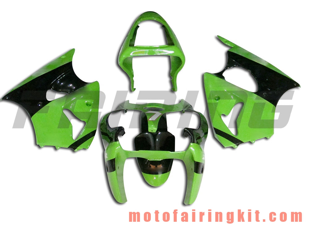 Kits de carenado aptos para ZX6R ZX-6R 636 2000 2001 2002 ZX6R 00 01 02 Molde de inyección de plástico ABS Carrocería completa para motocicleta Carrocería del mercado de accesorios Marco (verde y negro) B035