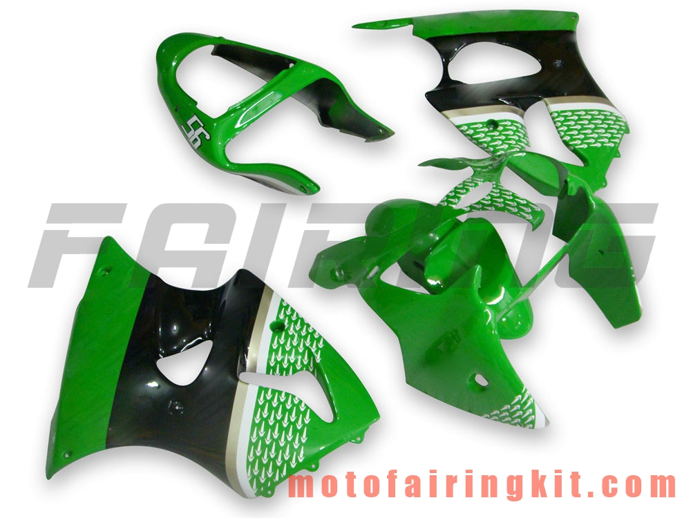 Fairing Kits Fit for ZX6R ZX-6R 636 2000 2001 2002 ZX6R 00 01 02 Plastic ABS Injection Mold Complete Motorcycle Body Aftermarket Bodywork Frame (Green & Black) B036