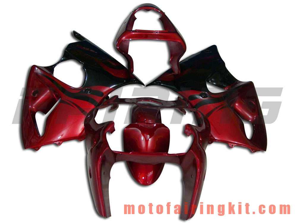 Fairing Kits Fit for ZX6R ZX-6R 636 2000 2001 2002 ZX6R 00 01 02 Plastic ABS Injection Mold Complete Motorcycle Body Aftermarket Bodywork Frame (Black & Deep Red) B041