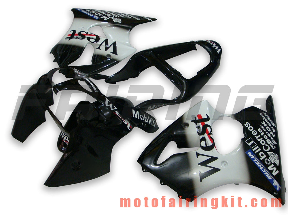 Kits de carenado aptos para ZX6R ZX-6R 636 2000 2001 2002 ZX6R 00 01 02 Molde de inyección de plástico ABS Carrocería completa para motocicleta Marco de carrocería de posventa (blanco y negro) B042