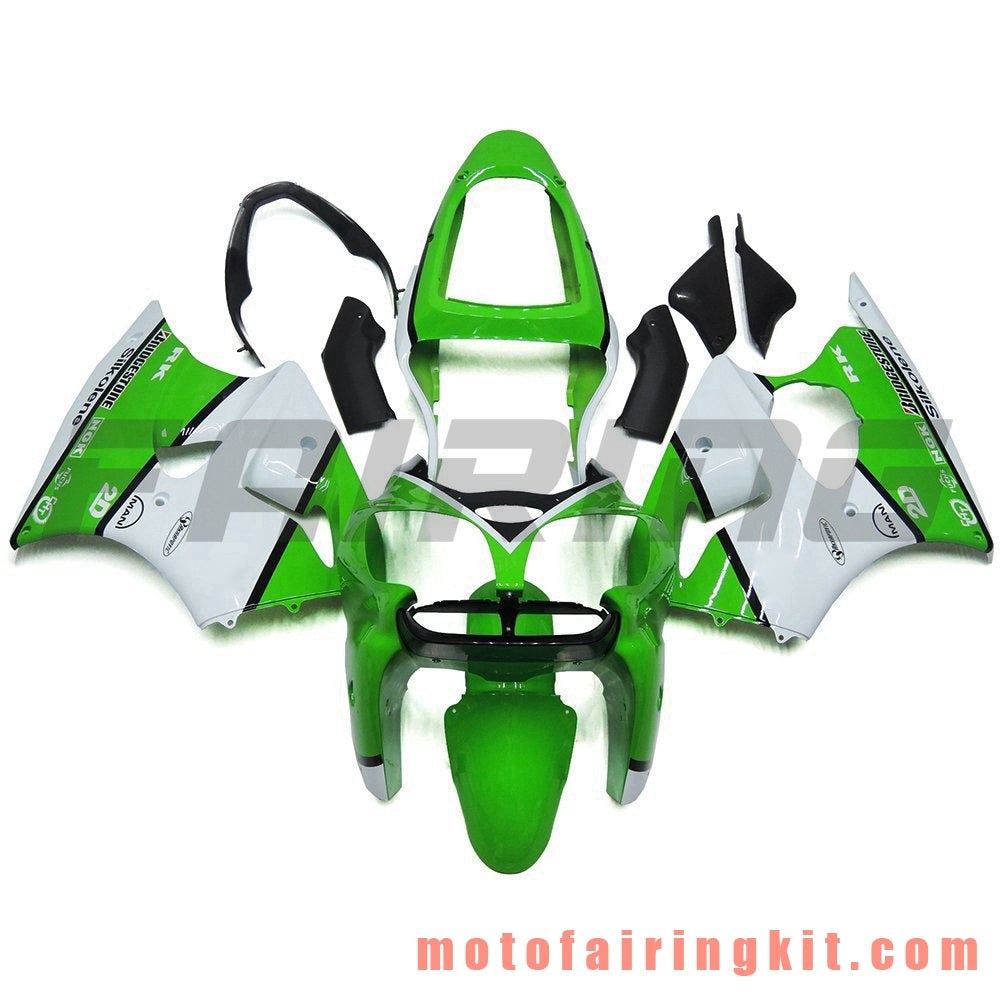 Kits de carenado aptos para ZX6R ZX-6R 636 2000 2001 2002 ZX6R 00 01 02 Molde de inyección de plástico ABS Carrocería completa para motocicleta Marco de carrocería de posventa (verde y blanco) B045