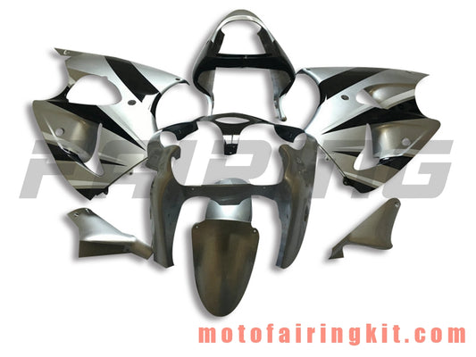 Fairing Kits Fit for ZX6R ZX-6R 636 2000 2001 2002 ZX6R 00 01 02 Plastic ABS Injection Mold Complete Motorcycle Body Aftermarket Bodywork Frame (Silver & Black) B067