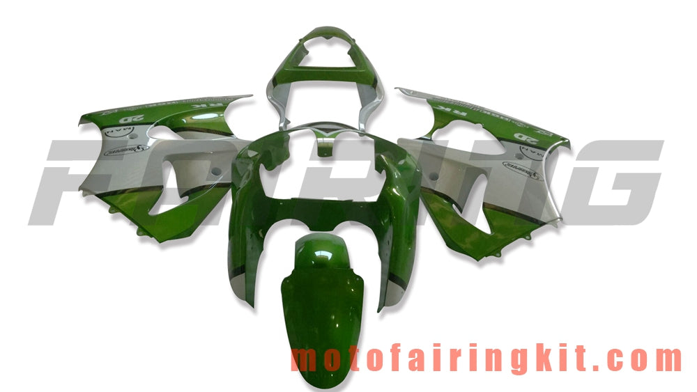 Fairing Kits Fit for ZX6R ZX-6R 636 2000 2001 2002 ZX6R 00 01 02 Plastic ABS Injection Mold Complete Motorcycle Body Aftermarket Bodywork Frame (Green & White) B073