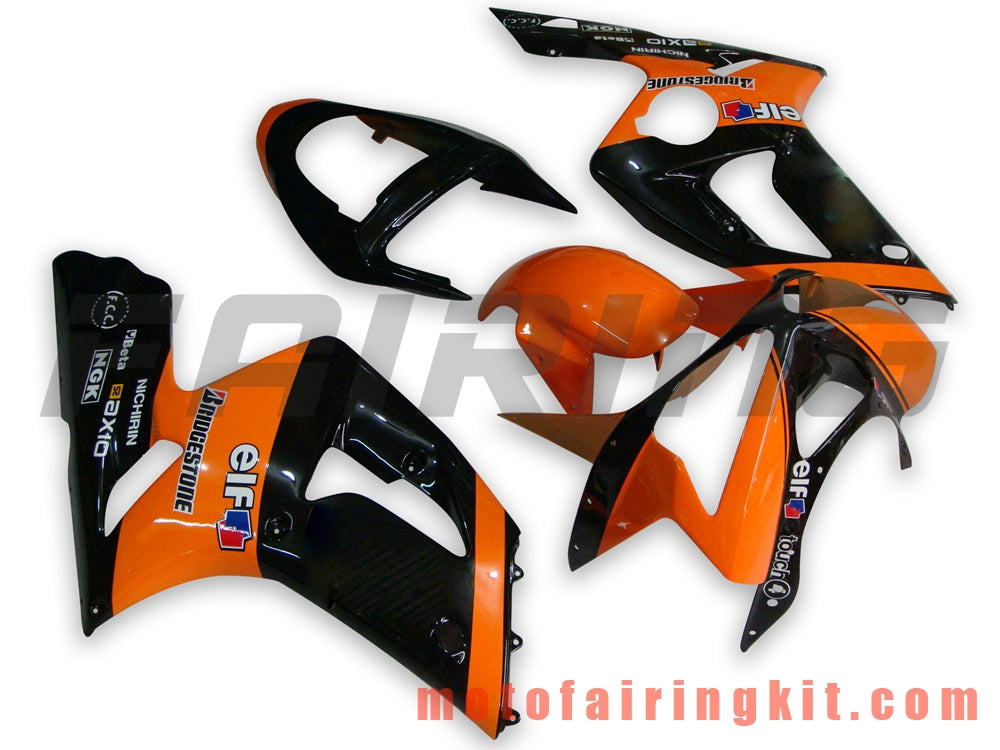 Fairing Kits Fit for ZX6R ZX-6R 636 2003 2004 ZX6R 636 03 04 Plastic ABS Injection Mold Complete Motorcycle Body Aftermarket Bodywork Frame (Orange & Black) B003