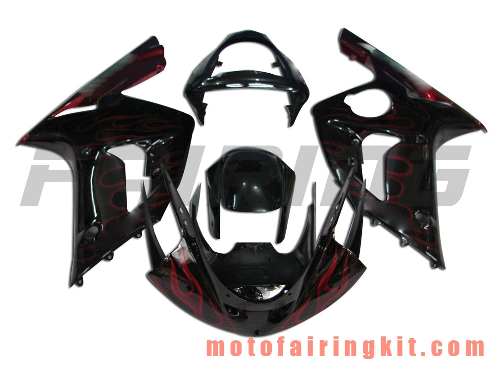 Fairing Kits Fit for ZX6R ZX-6R 636 2003 2004 ZX6R 636 03 04 Plastic ABS Injection Mold Complete Motorcycle Body Aftermarket Bodywork Frame (Black & Deep Red) B004