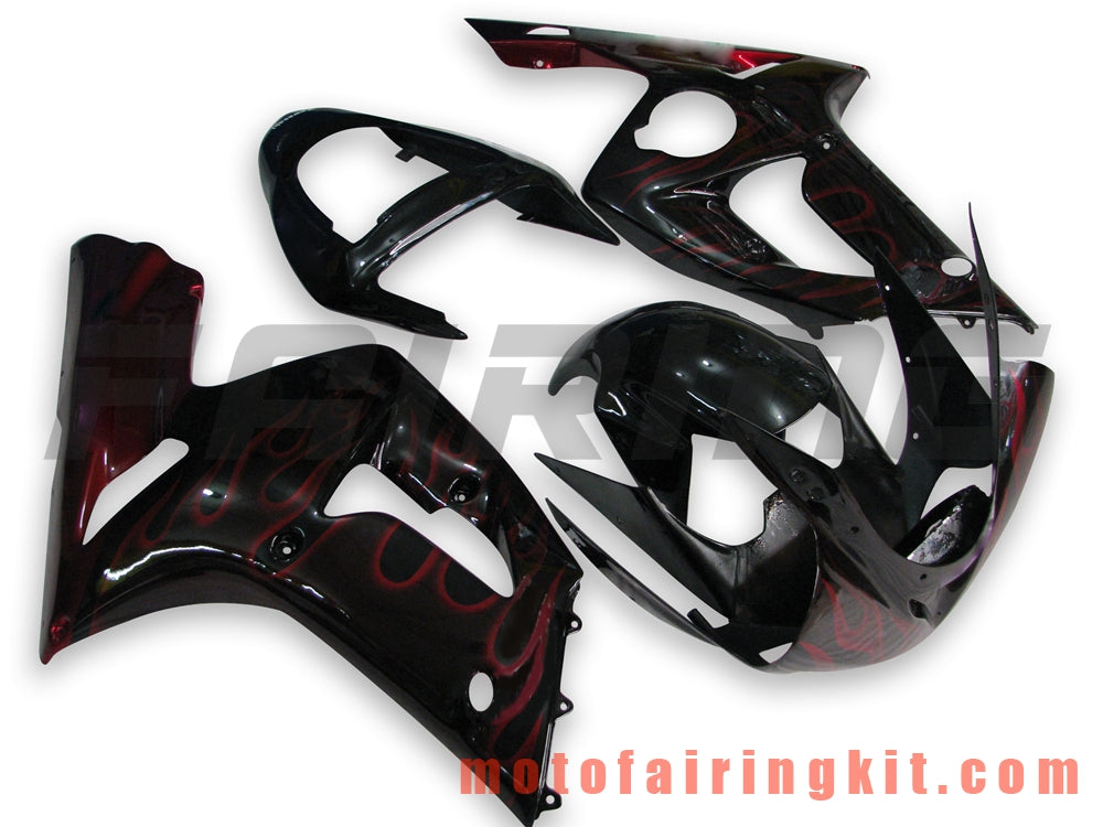 Fairing Kits Fit for ZX6R ZX-6R 636 2003 2004 ZX6R 636 03 04 Plastic ABS Injection Mold Complete Motorcycle Body Aftermarket Bodywork Frame (Black & Deep Red) B004