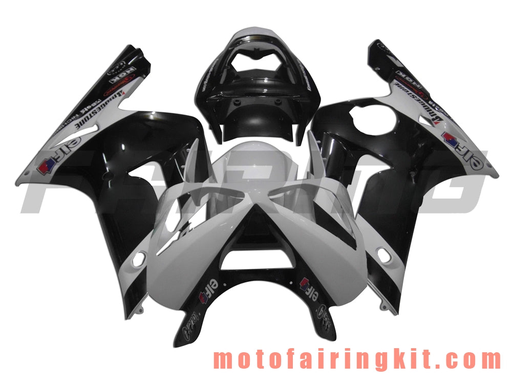 Kits de carenado aptos para ZX6R ZX-6R 636 2003 2004 ZX6R 636 03 04 Molde de inyección de plástico ABS Carrocería completa para motocicleta Marco de carrocería de posventa (blanco y negro) B005