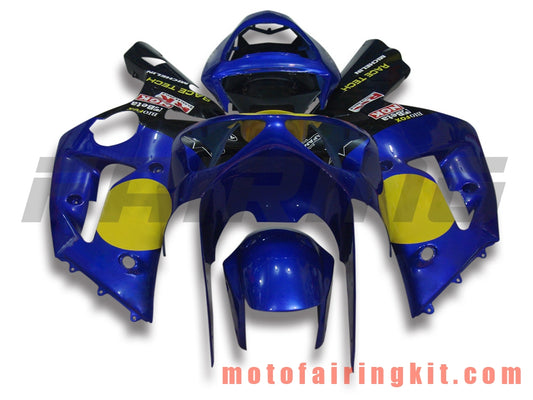 Kits de carenado aptos para ZX6R ZX-6R 636 2003 2004 ZX6R 636 03 04 Molde de inyección de plástico ABS Carrocería completa para motocicleta Marco de carrocería de posventa (azul y amarillo) B006