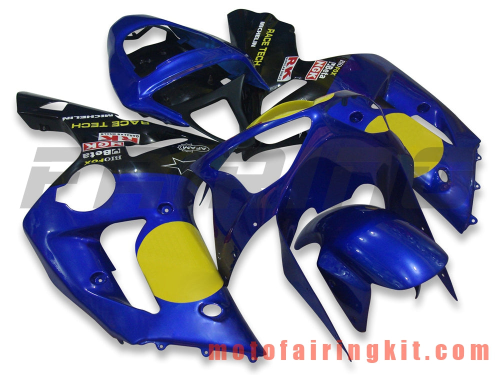 Fairing Kits Fit for ZX6R ZX-6R 636 2003 2004 ZX6R 636 03 04 Plastic ABS Injection Mold Complete Motorcycle Body Aftermarket Bodywork Frame (Blue & Yellow) B006