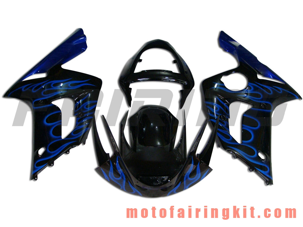 Kits de carenado aptos para ZX6R ZX-6R 636 2003 2004 ZX6R 636 03 04 Molde de inyección de plástico ABS Carrocería completa para motocicleta Marco de carrocería de posventa (negro y azul) B007