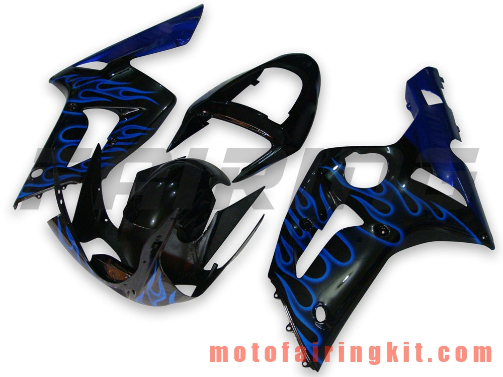 Kits de carenado aptos para ZX6R ZX-6R 636 2003 2004 ZX6R 636 03 04 Molde de inyección de plástico ABS Carrocería completa para motocicleta Marco de carrocería de posventa (negro y azul) B007