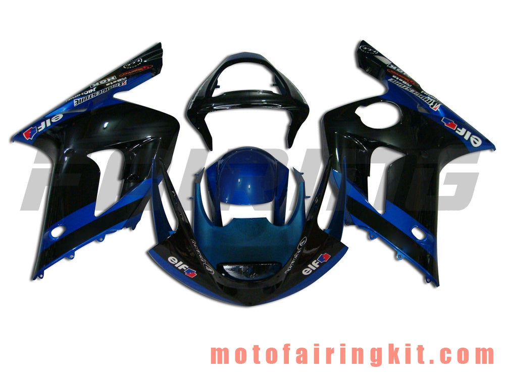 Fairing Kits Fit for ZX6R ZX-6R 636 2003 2004 ZX6R 636 03 04 Plastic ABS Injection Mold Complete Motorcycle Body Aftermarket Bodywork Frame (Black & Blue) B009