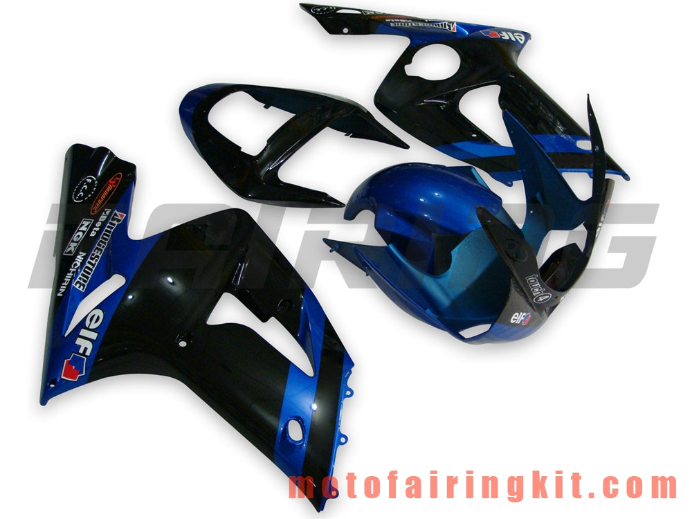 Fairing Kits Fit for ZX6R ZX-6R 636 2003 2004 ZX6R 636 03 04 Plastic ABS Injection Mold Complete Motorcycle Body Aftermarket Bodywork Frame (Black & Blue) B009