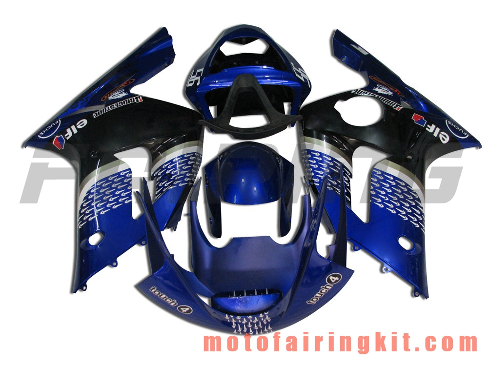 Fairing Kits Fit for ZX6R ZX-6R 636 2003 2004 ZX6R 636 03 04 Plastic ABS Injection Mold Complete Motorcycle Body Aftermarket Bodywork Frame (Blue & Black) B011