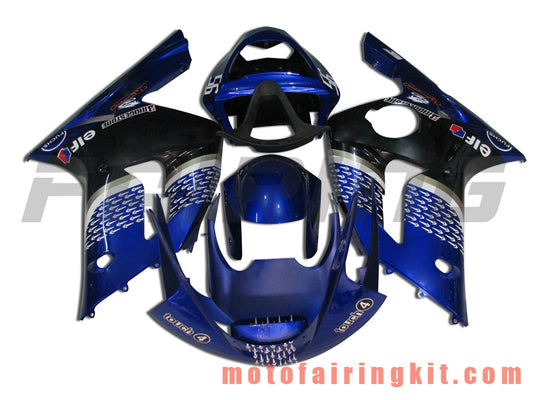 Kits de carenado aptos para ZX6R ZX-6R 636 2003 2004 ZX6R 636 03 04 Molde de inyección de plástico ABS Carrocería completa para motocicleta Marco de carrocería de posventa (azul y negro) B011