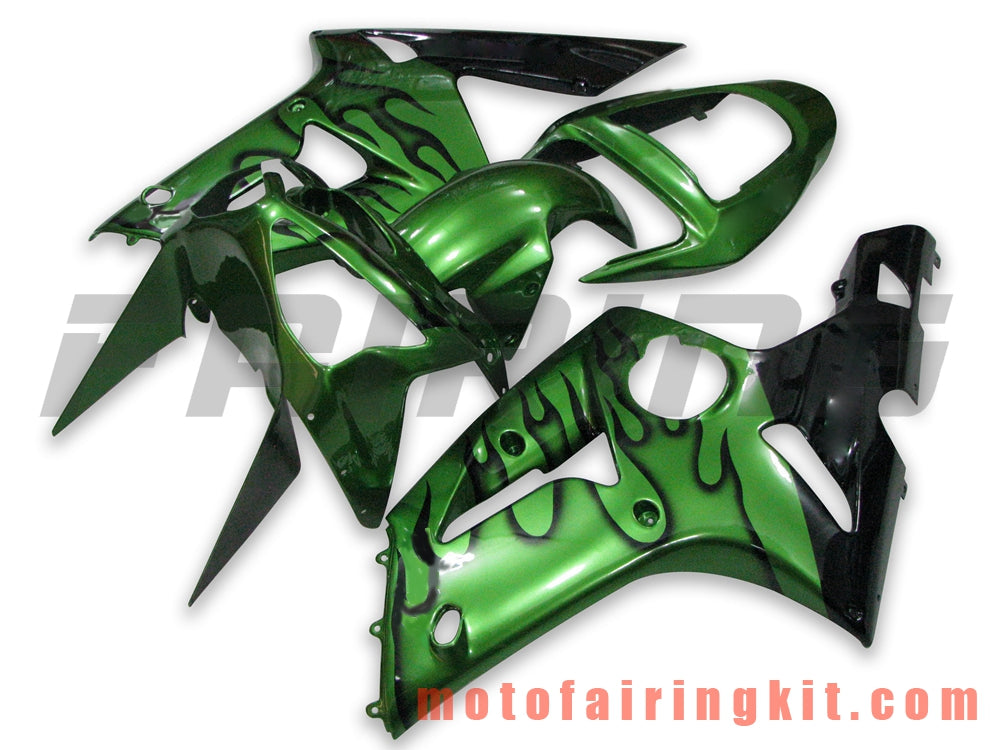 Kits de carenado aptos para ZX6R ZX-6R 636 2003 2004 ZX6R 636 03 04 Molde de inyección de plástico ABS Carrocería completa para motocicleta Carrocería del mercado de accesorios Marco (verde y negro) B015