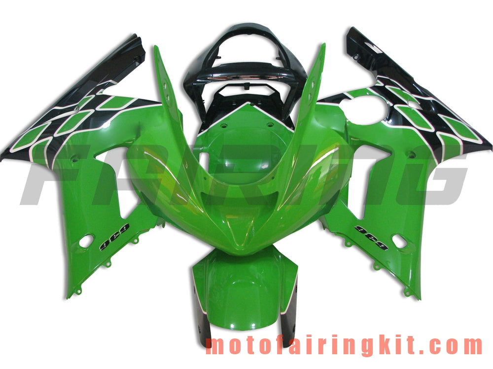 Kits de carenado aptos para ZX6R ZX-6R 636 2003 2004 ZX6R 636 03 04 Molde de inyección de plástico ABS Carrocería completa para motocicleta Marco de carrocería de posventa (verde y negro) B020