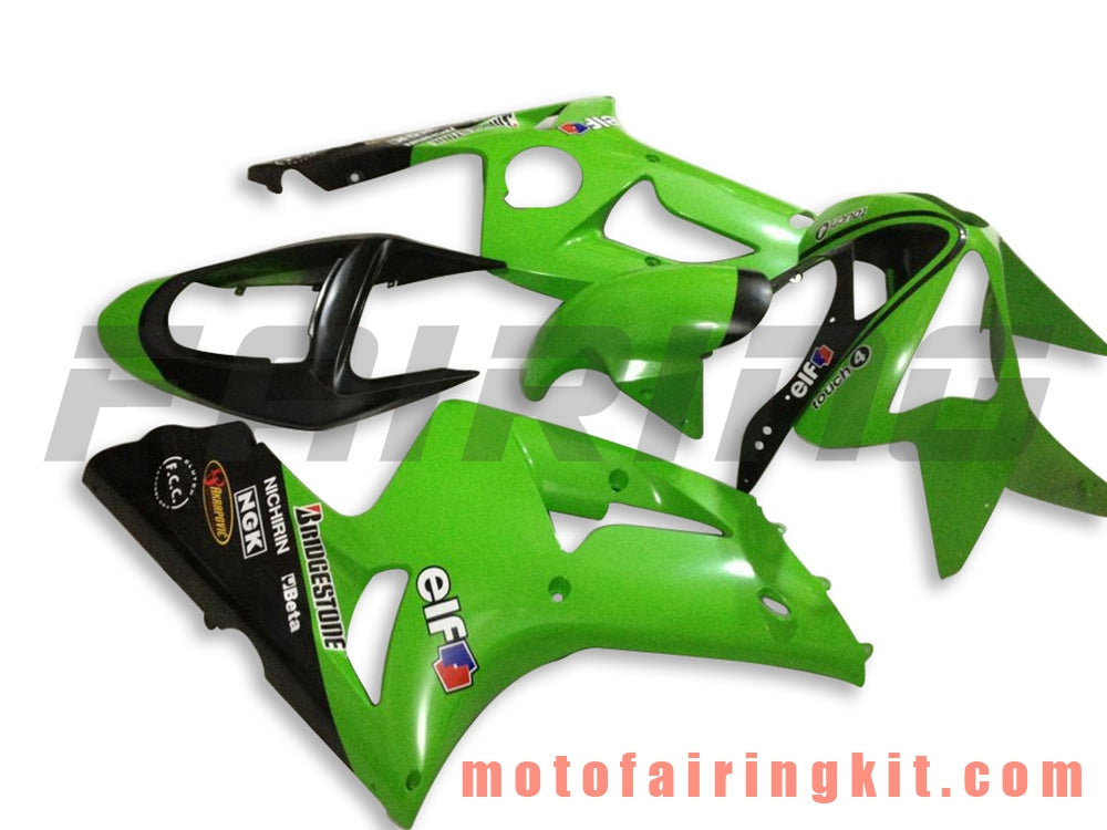 Kits de carenado aptos para ZX6R ZX-6R 636 2003 2004 ZX6R 636 03 04 Molde de inyección de plástico ABS Carrocería completa para motocicleta Marco de carrocería de posventa (verde y negro) B026