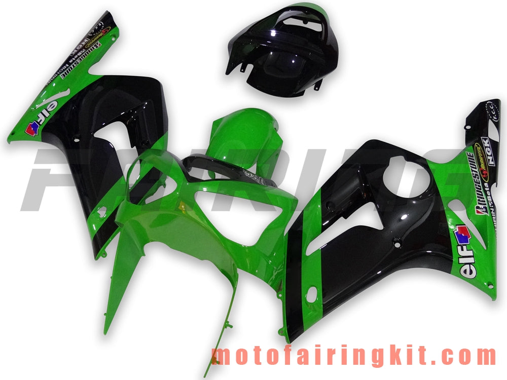 Kits de carenado aptos para ZX6R ZX-6R 636 2003 2004 ZX6R 636 03 04 Molde de inyección de plástico ABS Carrocería completa para motocicleta Marco de carrocería de posventa (negro y verde) B027