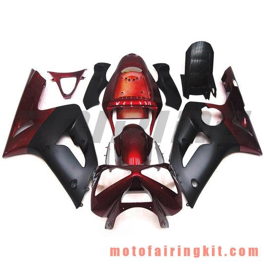 Kits de carenado aptos para ZX6R ZX-6R 636 2003 2004 ZX6R 636 03 04 Molde de inyección de plástico ABS Carrocería completa para motocicleta Marco de carrocería de posventa (negro y rojo oscuro) B029