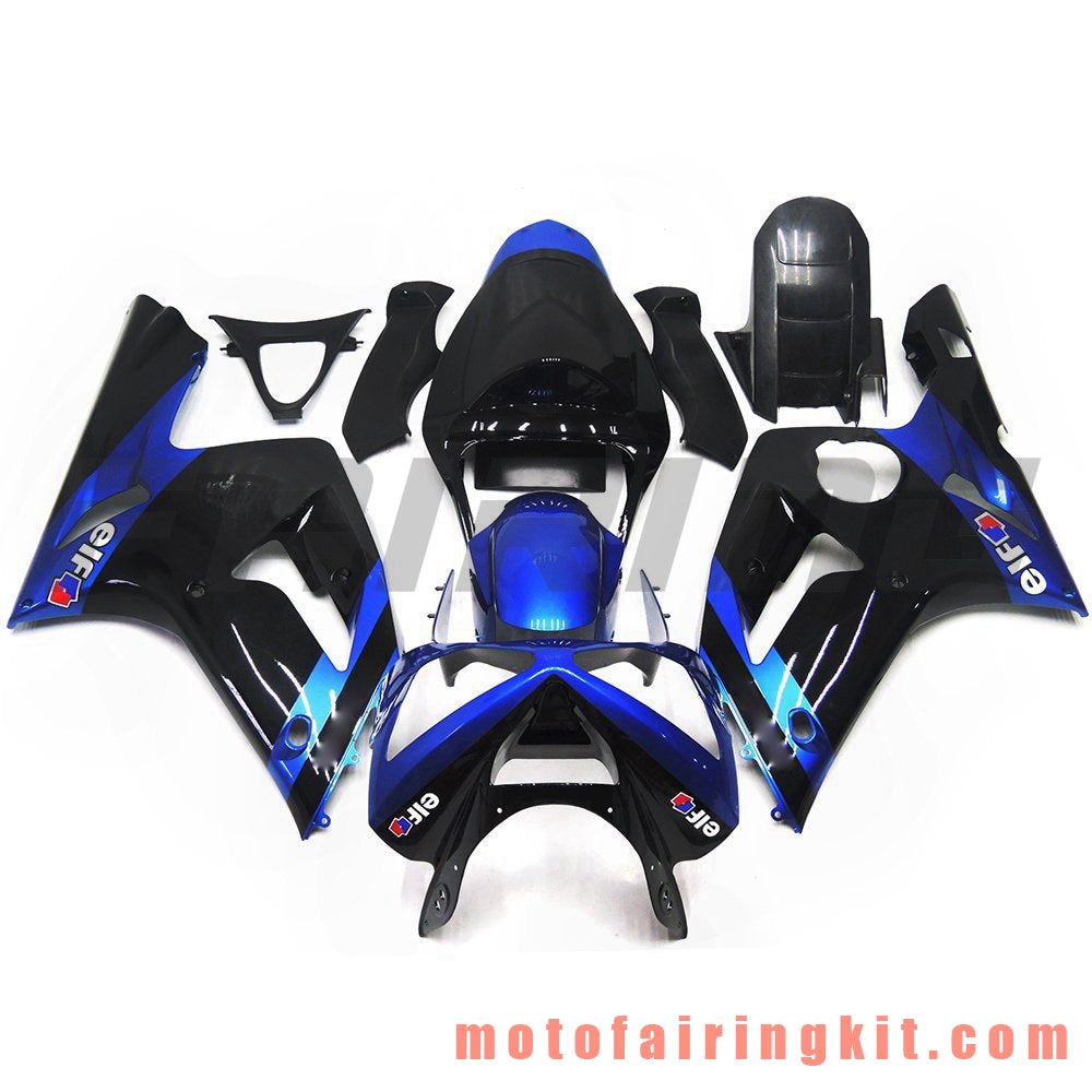 Kits de carenado aptos para ZX6R ZX-6R 636 2003 2004 ZX6R 636 03 04 Molde de inyección de plástico ABS Carrocería completa para motocicleta Marco de carrocería de posventa (azul y negro) B030