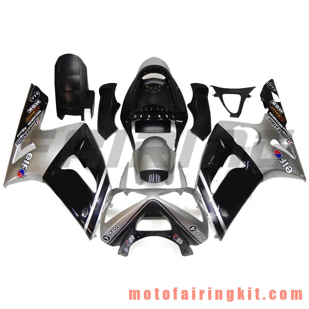 Fairing Kits Fit for ZX6R ZX-6R 636 2003 2004 ZX6R 636 03 04 Plastic ABS Injection Mold Complete Motorcycle Body Aftermarket Bodywork Frame (Black & Silver) B031