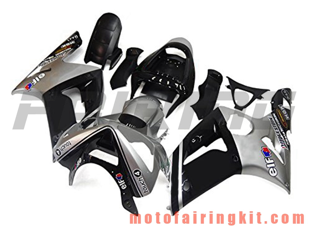 Fairing Kits Fit for ZX6R ZX-6R 636 2003 2004 ZX6R 636 03 04 Plastic ABS Injection Mold Complete Motorcycle Body Aftermarket Bodywork Frame (Black & Silver) B031