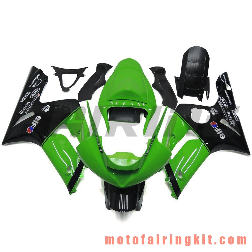 Kits de carenado aptos para ZX6R ZX-6R 636 2003 2004 ZX6R 636 03 04 Molde de inyección de plástico ABS Carrocería completa para motocicleta Marco de carrocería de posventa (verde y negro) B033