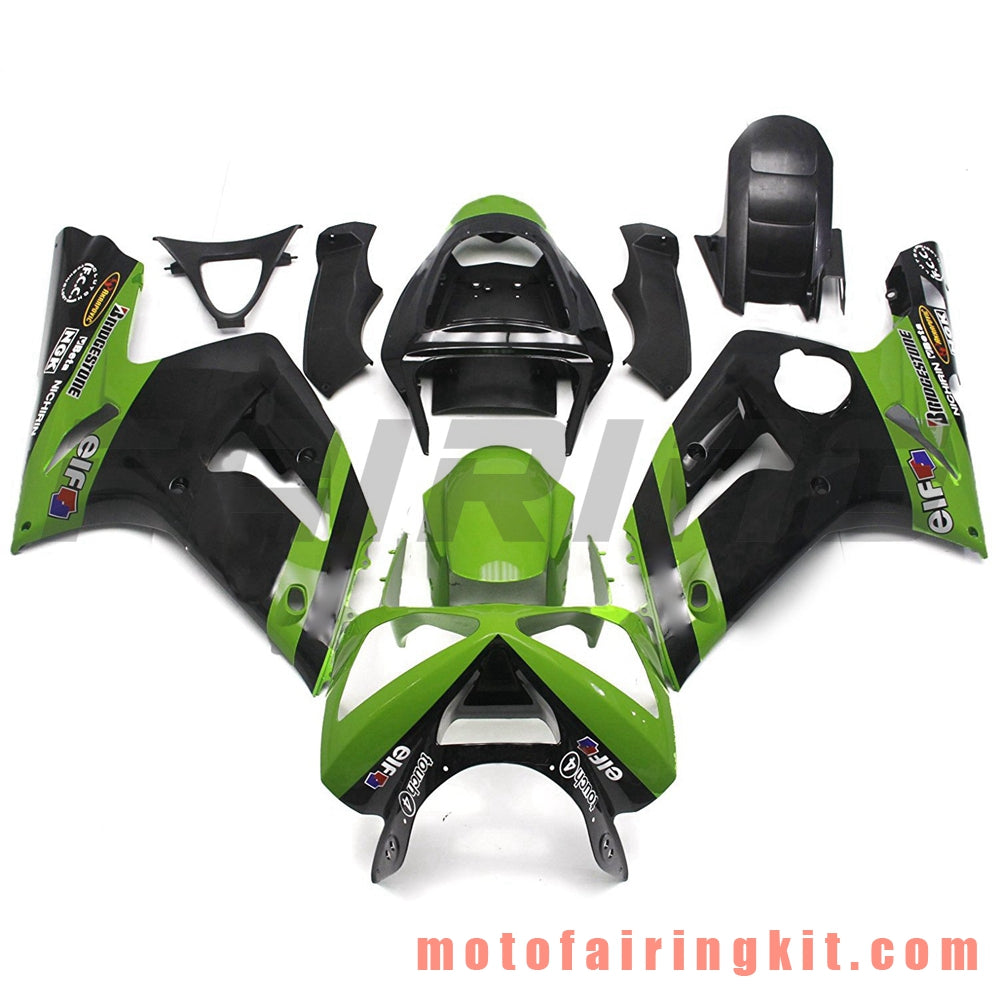 Kits de carenado aptos para ZX6R ZX-6R 636 2003 2004 ZX6R 636 03 04 Molde de inyección de plástico ABS Carrocería completa para motocicleta Marco de carrocería de posventa (verde y negro) B035