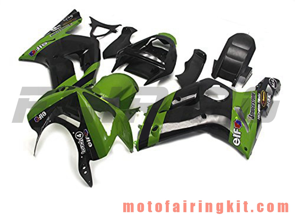 Kits de carenado aptos para ZX6R ZX-6R 636 2003 2004 ZX6R 636 03 04 Molde de inyección de plástico ABS Carrocería completa para motocicleta Marco de carrocería de posventa (verde y negro) B035