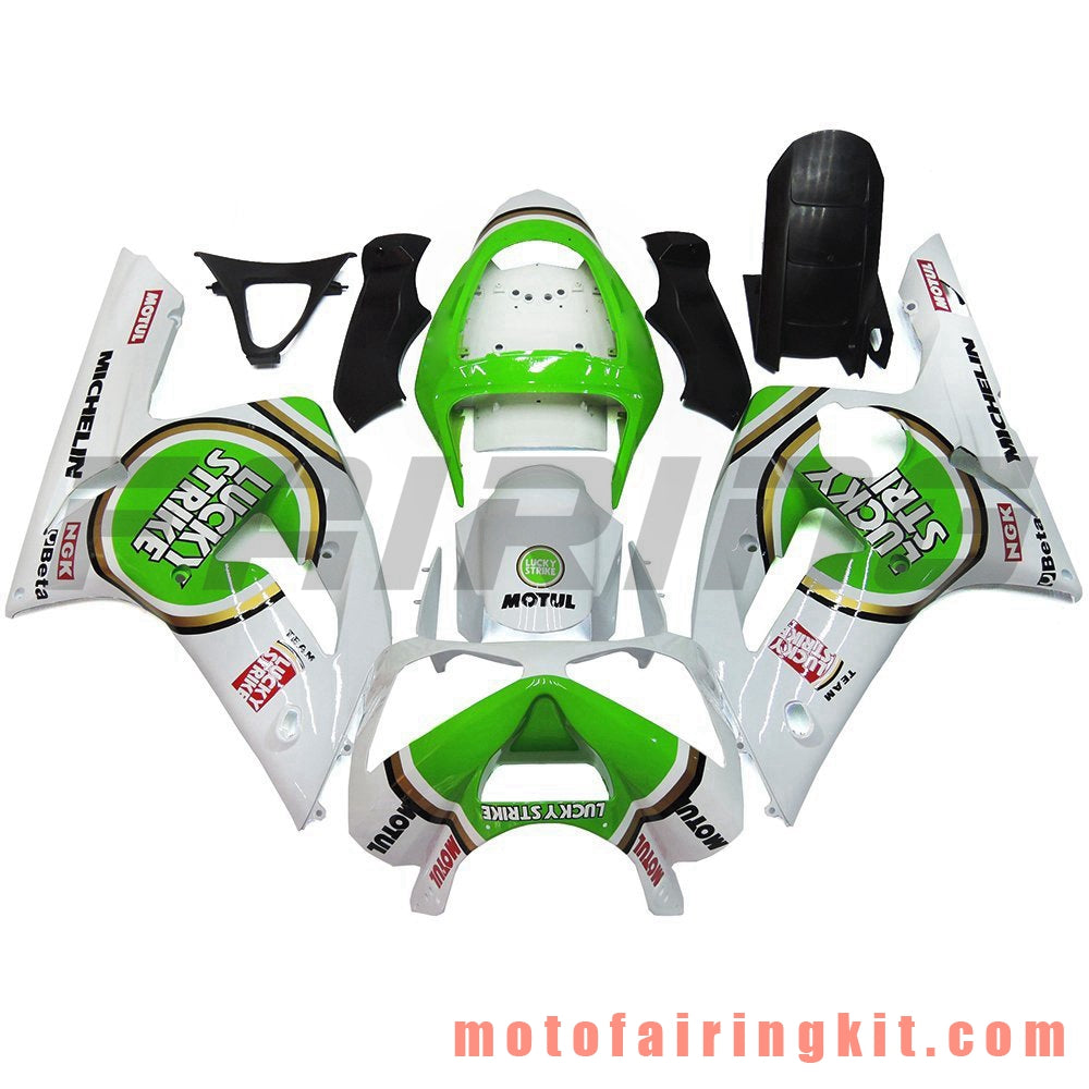 Kits de carenado aptos para ZX6R ZX-6R 636 2003 2004 ZX6R 636 03 04 Molde de inyección de plástico ABS Carrocería completa para motocicleta Marco de carrocería de posventa (verde y blanco) B039