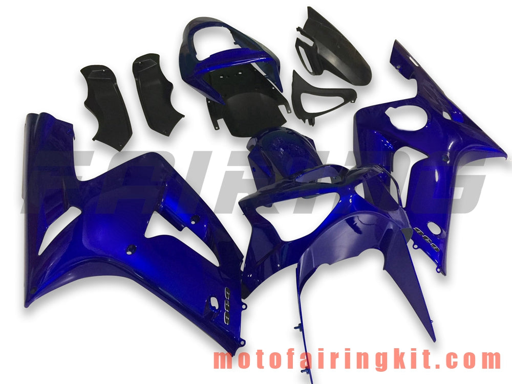 Kits de carenado aptos para ZX6R ZX-6R 636 2003 2004 ZX6R 636 03 04 Molde de inyección de plástico ABS Carrocería completa para motocicleta Marco de carrocería de posventa (azul y negro) B043