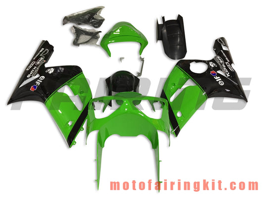 Kits de carenado aptos para ZX6R ZX-6R 636 2003 2004 ZX6R 636 03 04 Molde de inyección de plástico ABS Carrocería completa para motocicleta Marco de carrocería de posventa (verde y negro) B044