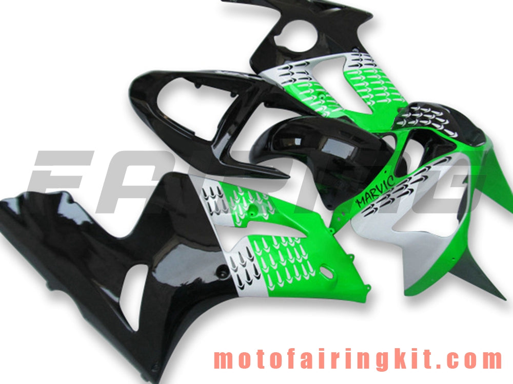 Kits de carenado aptos para ZX6R ZX-6R 636 2003 2004 ZX6R 636 03 04 Molde de inyección de plástico ABS Carrocería completa para motocicleta Marco de carrocería de posventa (verde y negro) B050